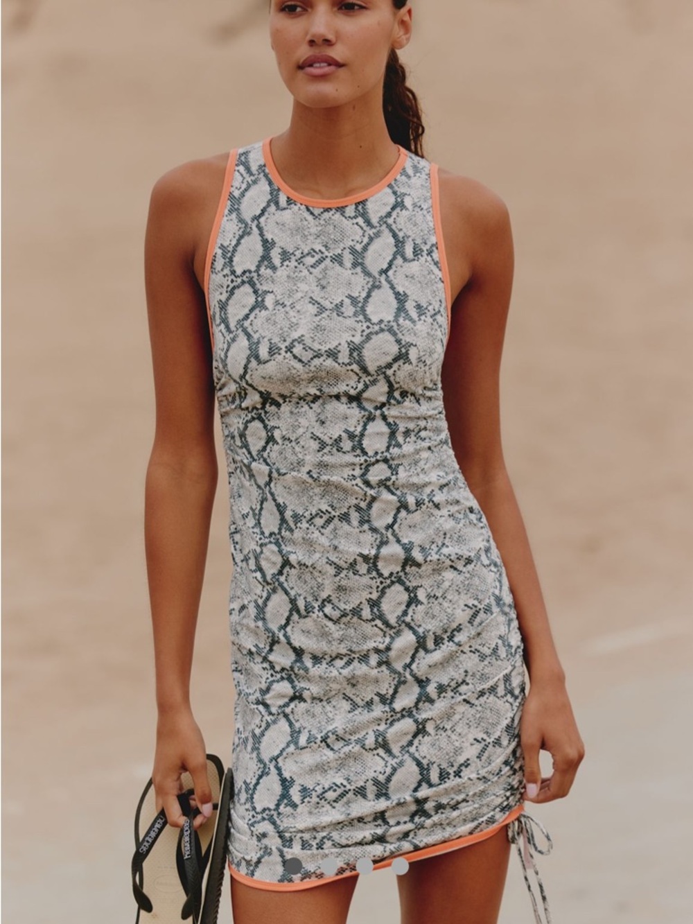 Daily Practice High Neck Snake Print Ruched Mini Dress Size M NWT